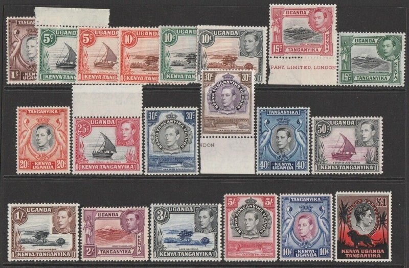 KENYA & UGANDA & TANGANYIKA 1938 KGVI Pictorial set 1c-£1 + perfs. MNH **.