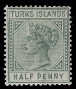 TURKS & CAICOS ISLANDS QV SG53b, ½d blue-green, M MINT.