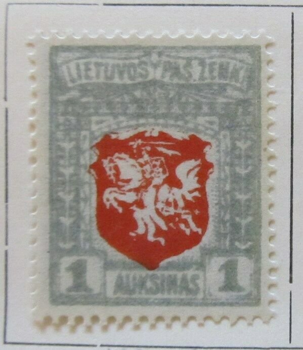 A11P4F8 Litauen Lituanie Lithuania 1919 Wmk Wavy Lines 1auk White Paper MH*