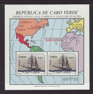 Cape Verde 517 Sailing Ship Map Souvenir Sheet MNH VF