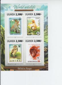 2013 Uganda WWF S.O.S. MS4 (Scott 2076) MNH