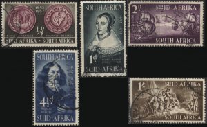 South Africa 115-119 (used, complete set) van Riebeeck anniversary (1952)
