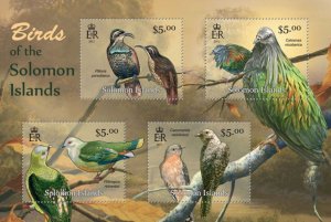 SOLOMON IS.- 2013 - Birds of the Solomons - Perf 4v Sheet - Mint Never Hinged