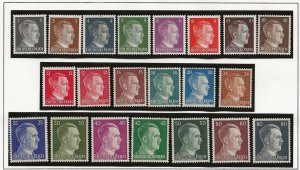 Germany 1941-4 Hitler Heads complete to 80pf includes Recess ptd 21 vals   MNH