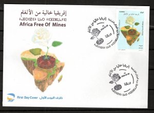 2023 - Algeria - Africa Free of Mines- Flower- Rose - Map - FDC