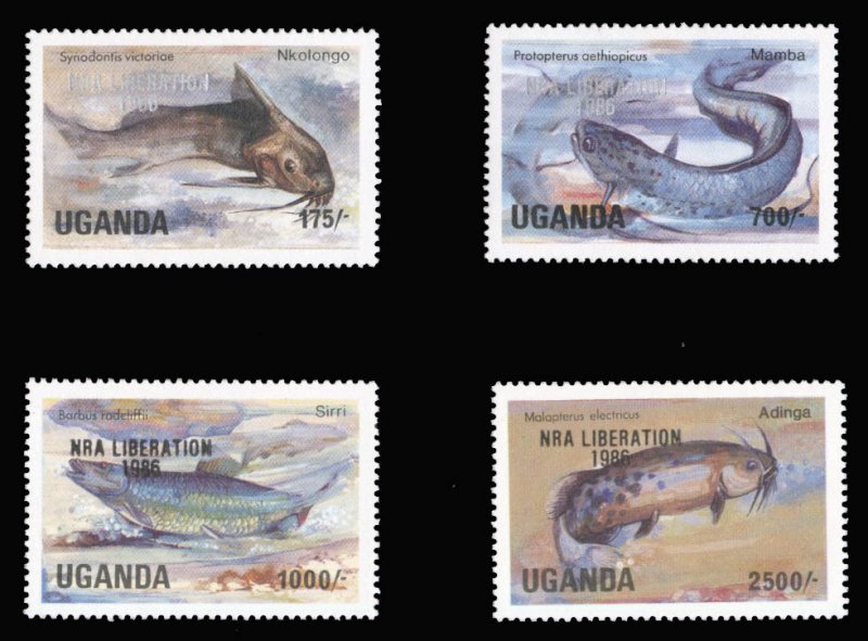 Uganda #490-493 Cat$18, 1986 NRA Liberation, set of four, lightly hinged