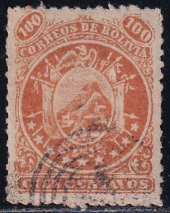 Bolivia 1868-9 Sc 13 Nine Stars Orange SCV 55.00 Stamp Used