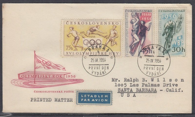Czechoslovakia Scott 747-9 FDC - Sporting Events