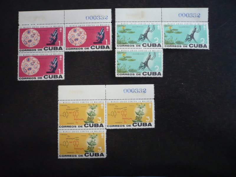 Stamps - Cuba - Scott# 757-759 - Mint Hinged Set of 3 Stamps in Blocks of 3