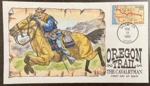 2747 Collins Hand Painted cachet Oregon Trail - The Cavalryman 1993