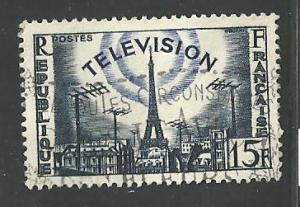 France 1955 Scott 766 used - 15f Television - Eiffel Tower