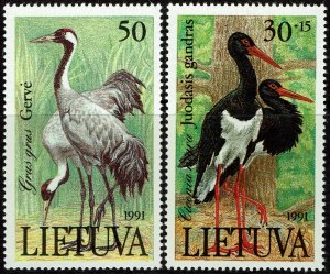 Lithuania #403-404  MNH - Birds (1991)