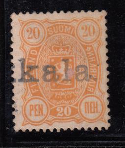 Finland 1895-96 used Scott #62 20k Coat of Arms Cancel straight end 'kala.'