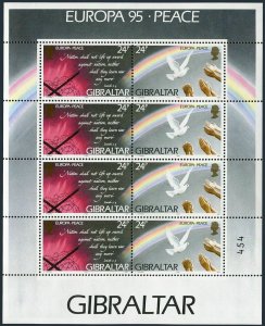 Gibraltar 676-679a sheets.MNH. EUROPE CEPT-1995.Peace & Freedom.