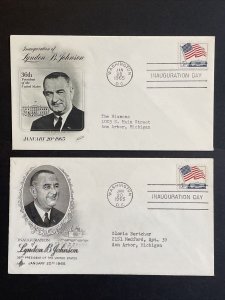 Two different US 1965 Inauguration Lyndon B Johnson Cover ArtCraft and Fleetwood