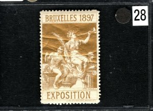 BRUSSELS EXHIBITION STAMP/LABEL Belgium 1897 Mint MM B2WHITE28