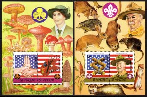 St.Vincent 1986 Sc#922/922A SCOUTS/MUSHROOMS/RODENTS 2 S/S SPECIMEN MNH