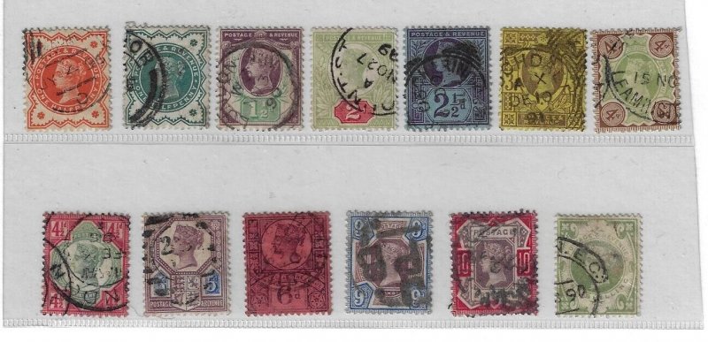 UK GB 1887 QUEEN VICTORIA SET OF 13 TO 1 SHILLING SG 197 211