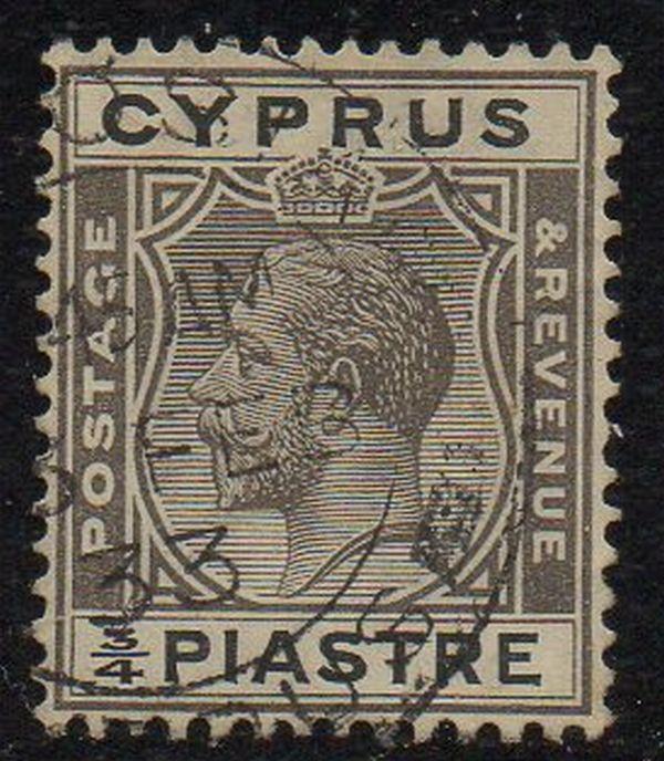 Cyprus Sc 90 1924 1/2 pi gray black & black G V stamp used