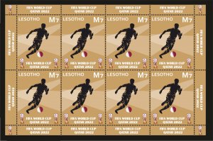 Stamps.  Soccer World Cup in Qatar 2022, Lessotho 2022 year ,sheet 8 stamps perf