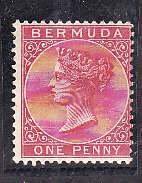 Bermuda-Sc#19c- id7- unused hinged 1d car rose QV-1883-1904-please note the slig