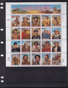 Scott #2870 29¢ Legends of the West (Recalled) Sheet of 20 Stamps - MNH Kenmore