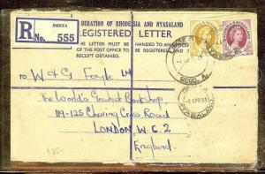 RHODESIA AND NYASALAND (P1210B) QEII FORMULA REG 2 1/2D+6D DEDZA TO ENGLAND