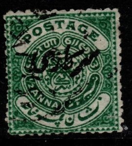 INDIA-HYDERABAD SGO39 1911 ½a DEEP GREEN p12½ USED