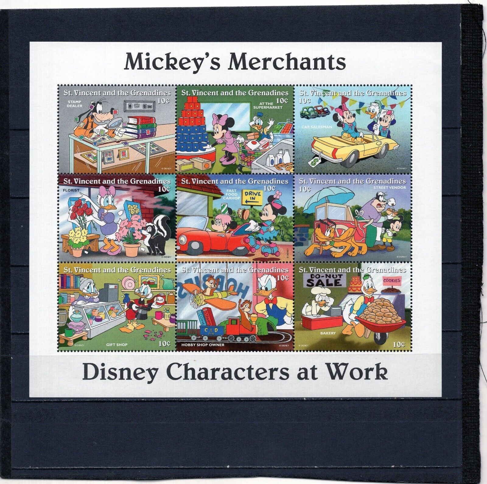 ST.Vincent Walt Disney Sheet of 9 Stamps MNH Caribbean St. Vincent