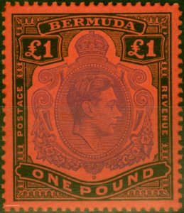 Bermuda 1951 £1 Violet & Black-Scarlet SG121d P.13 V.F MNH (10)