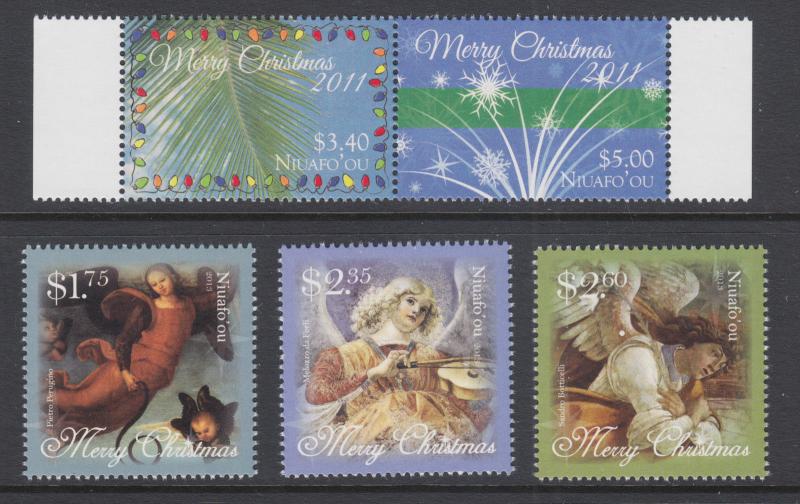 Tonga, Niuafo'ou Sc 268, 315-317 MNH. 2011 and 2013 Christmas issues, 2 cplt set