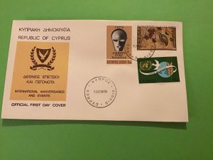 Cyprus First Day Cover International Anniversaries 1970 Stamp Cover R43223