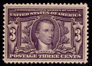 US Stamp #325 3c Monroe Mint NH SCV $170