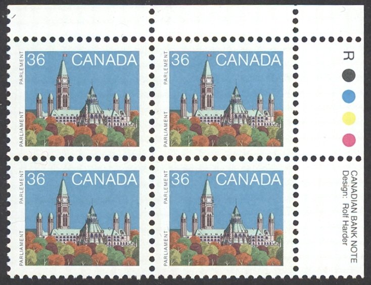 Canada Sc# 926Biii MNH PB UR (CBN, RP) 1987 36c Parliament 