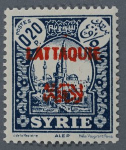 Syria Latakia Syria A6 Overprinted in Red 20 p. VF MNH