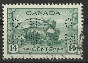 Canada # 259 Tank Official O.H.M.S. perf-in.  4-pin (1) VF Used