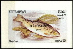 State of Oman Fishes Trout Overprint  Red Crescent 1973  S/S MNH