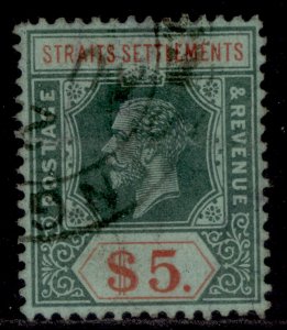 MALAYSIA - Straits Settlements GV SG212a, $5 green & red/green, USED. Cat £80.