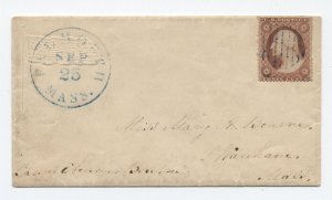 1861 Falmouth MA #26 cover civil war patriotic embossed flag w letter [h.4747]