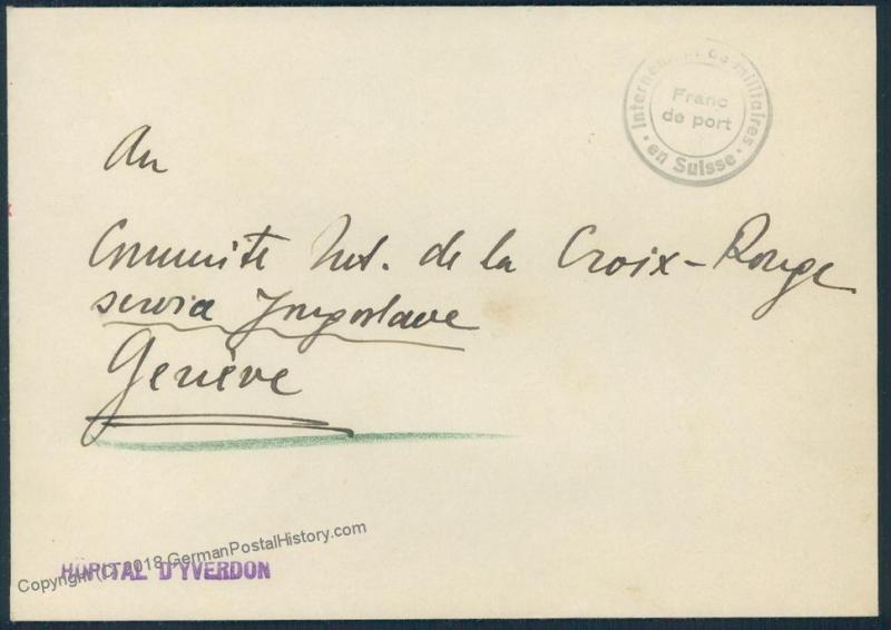 Switzerland WWII Internee Camp Hospital DYverdon Prisoner Cover 53887