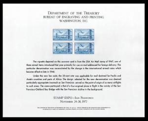 US #B21 1972 STAMP EXPO BEP Souvenir Card CV $1.50