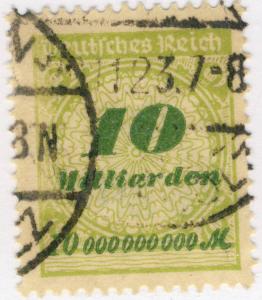 ALLEMAGNE / GERMANY / DEUTSCHLAND Nov-1923 Mi.328AP 10 Mrd (BERLIN-BUCHHOLZ ds)