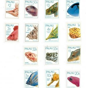 Palau - 1995 - Fish Definitives - Set of Fourteen - MNH