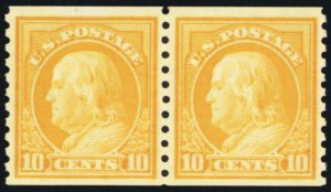 497, Mint VF/XF NH 10¢ Coil Pair - PFC Certificate Graded 85* Stuart Katz