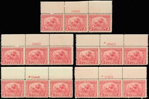 US Scott #549 (5) Plate # Strips/3! All NH, SCV $180.00! Very Pretty! (SK)