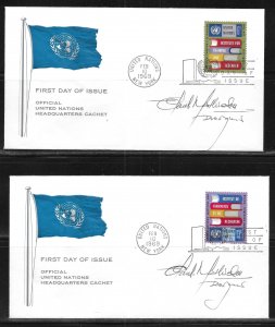 United Nations NY 192-93 UNITAR Headquarters Cachet FDC Signed by Designer