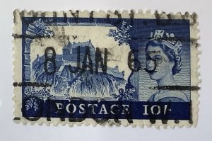 Great Britain  1959/68 Scott 373 used - 10sh, Edinburgh castle,  Scotland