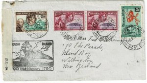 Pitcairn Island 1944 cover to New Zealand, censored upon arrival