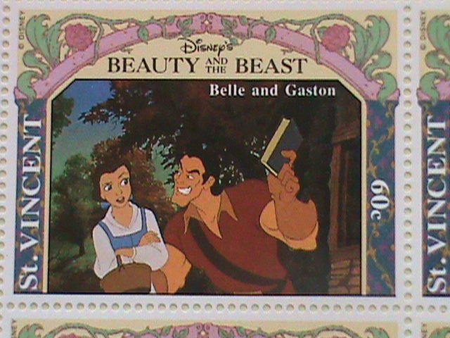 ST.VINCENT  STAMP -DISNEY CARTOON-BEAUTY AND THE BEAST MNH SHEET #2 VERY RARE