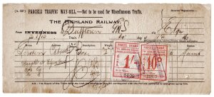 (I.B) The Highland Railway : Parcel Way-Bill 1/10d (Inverness 1916)
